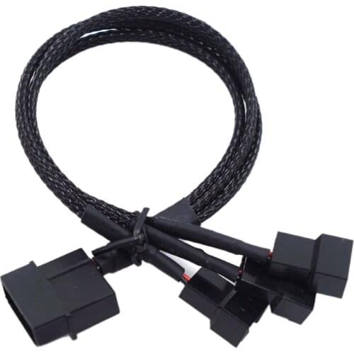 27cm Molex To 3 Way 3Pin/4Pin Fan Adapter for Computer Case Fan / CPU Fan / Mining Cooling Fans black