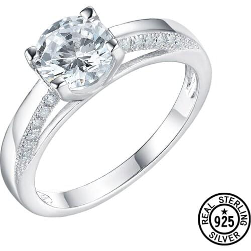925 Sterling Silver Rings For Women Round CZ Delicate Elegant Popular Wedding Anniversary Ring Luxury Engagement Jewelry