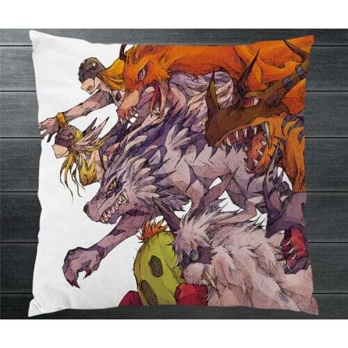 Anime Digimon Adventure Digital Monster Two Side 40x40cm Pillowcase Pillow Case Cover Cosplay Manga Gift BED/SOFA/CAR Decor P20