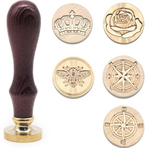 Tree Pattern Wax Seal Stamps Retro Happy Birthday Antique Wooden Sealing Scrapbooking Sollos stempel Craft Wedding Decorative