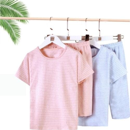 Kids Unisex Girls & Boys Pajamas Set Children Lycra Pyjamas Loungewear Toddler Soft Comfy Elastic PJS Striped Sleepwear Nightwea