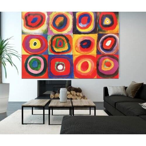Handmade Wassily Kandinsky Geometric Oil Painting Abstract Paintings For Living Room Home Decor