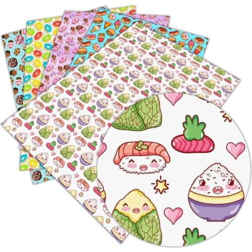 Nice Dessert Pattern Printed Artificial Leather 30 cm x 136 cm for Patchwork DIY Accessories L081 L082 L086 L087 L099 L100