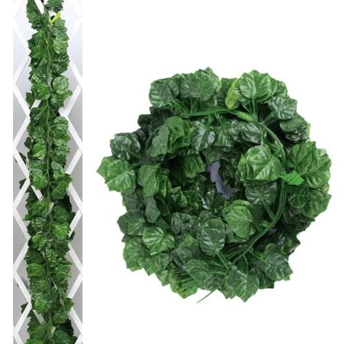 2m Artificial Grape Parthenocissus Leaves Vine Lifelike 70Pcs Leaves Outdoor Wall Hanging Garden Decor 1pc Artificial Vine