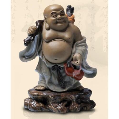 Collectable Qing Dynasty Chinese pastel Porcelain statues,Shiwan Kiln ,Buddha,Free shipping