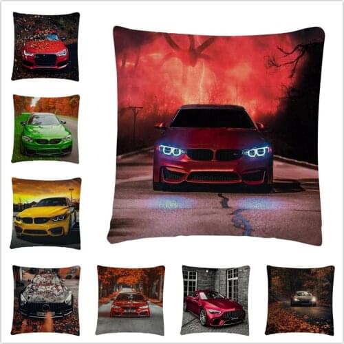 Beautiful Family Car Pattern Linen Cushion Cover Pillow Case for Home Sofa Car Decor Pillowcase 45X45cm