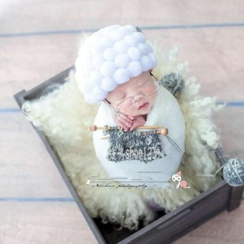 Newborn grandma and grandpa wig and headgear photo shoot hat glasses stick needle combination newborn photography props