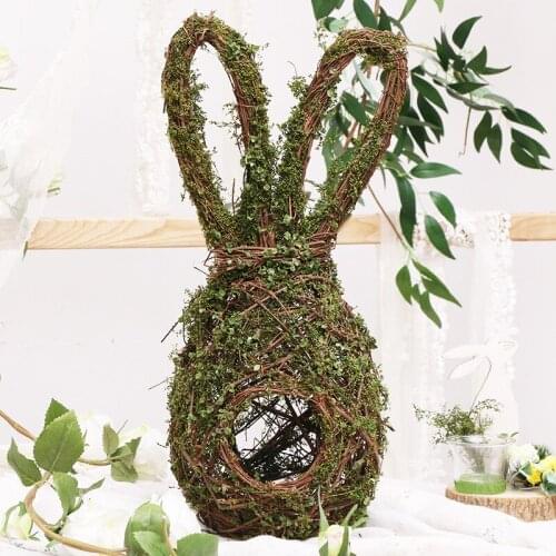 Easter Outdoor Decoration Nordic Style Natural Vine Ring Bird Nest Rabbit Pendant Easter Decoration Home Yard Easter Decorations