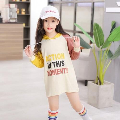 2019 Girls Dresses Baby Girl Long Sleeve Letter Print Long T-shirt Cotton Tee Tops for Girl New Spring Blouse T-shirts