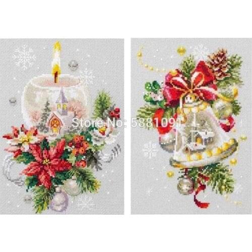Christmas candle bells patterns Counted Cross Stitch 11CT 14CT 18CT DIY Cross Stitch Kits Embroidery Needlework Sets home decor