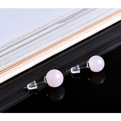 1Pair Natural Crystal Stud Earrings Mineral Jewelry Womens Girl Rose Quartz Fashion Summer Jewelry DIY Gifts Decorations