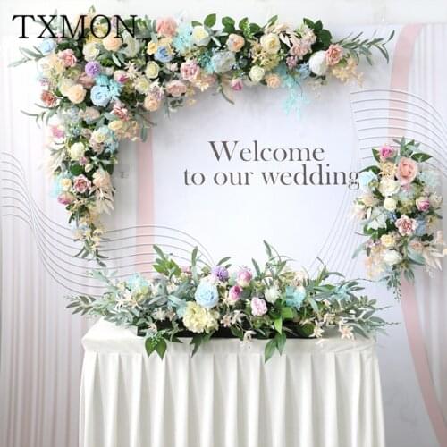 Wedding Flower Row Set Beach Wedding Decoration Arrangement Floral Photography Floor Arch Wall Hanging Welcome Water Card Flower