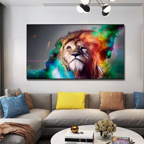 Ferocious Lion Colored Canvas Painting Canvas Print Wall Art Picture For Living Room Home Decor Wall Decoration Frameless