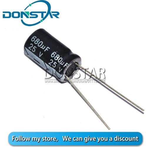 20PCS 680UF 25V Electrolytic Capacitor 25V 680UF Size 10*17mm 25 V / 680 UF Aluminum Electrolytic Capacitor
