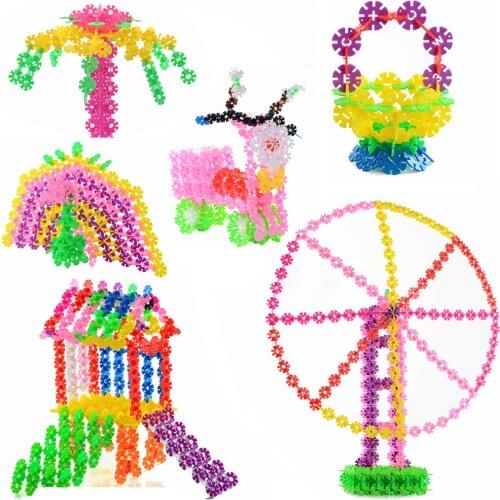 545Pcs Multicolor Snowflake Building Blocks Early Educational Toy Brick DIY Assembling Toys For Children Creative Learning Gift