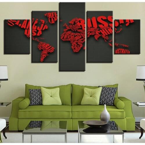 Paintings HD Abstract Canvas Living Room Wall Art Poster 5 Pieces Retro World Map Decoration Pictures Frame 3 Assassins Creed