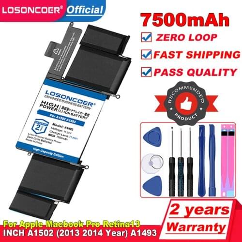 Laptop Battery for Apple Macbook Pro 13" Retina A1502 A1493 020-814 Late 2013 Mid 2014 Years Laptop ME864 ME865 ME864LL/A MGX72