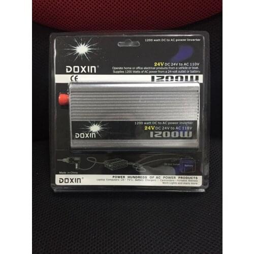 Free Shipping 1200W DC 24V to AC 110V crocodile clip + cigarette lighter line Power Inverter Converter Transformer Power Supply