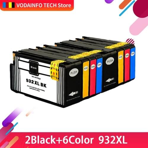 2-8Pcs 932XL 933XL Ink Cartridge For HP932XL HP933XL HP 932XL 932 For HP Office Jet 6100 6600 6700 7110 7610 7612 Printer