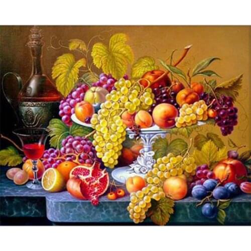 Fruit Diamond Painting Kitchen Wall Decor Rubiks Cube Square Diamond Embroidery Crystal Mosaic Picture of Rhinestone GZ01