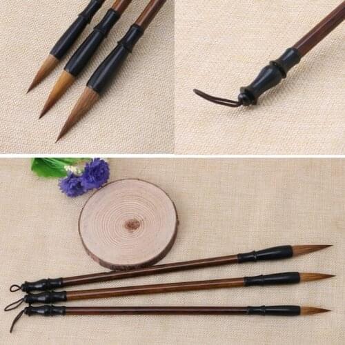 N0HC 1PC Chinese Calligraphy Brushes Pen Wolf Hair Writing Brush Wooden Handle