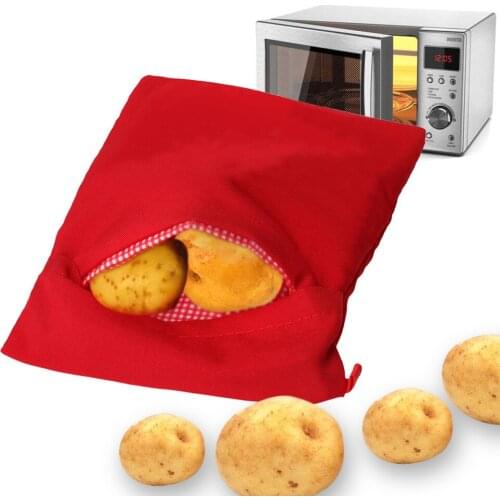 Red Washable Cooker Bag Microwave Baked Potato Bag Baking Tools Easy To Cooking Potato Tacos Microwave Kitchen Accessories S3