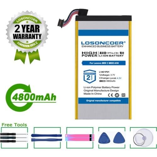 LOSONCOER Battery 4800mAh L14C1P21 Battery For Lenovo MIIX 3 MIIX3-830 Series