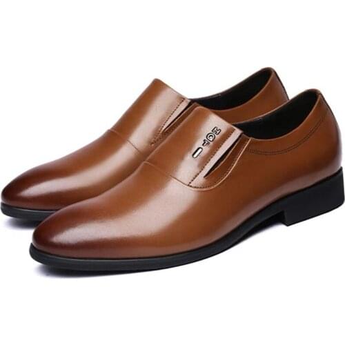 2020 Spring Summer Men Leather Casual Shoes Breathable Wear Slip on Solid Color Plat Shoes Men Dress Shoes Big Size 38-46
