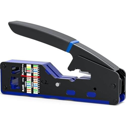 New Network Cable Clamp RJ45/RJ11 Crimping Tool, Wire Stripper 8P6P Portable Vertical Crimping Ethernet Cable Cutter