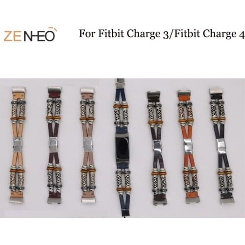Genuine Retro Leather Strap For Fitbit Charge 3 4 Watch Accessories Bracelet Replacement For Fitbit Charge 4 Watch band
