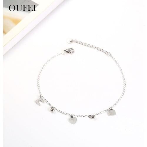 OUFEI Rose Gold Charm Chain Link Bracelets Bangles Stainless Steel Jewelry Woman Fashion Jewelry Accessories Bohemian