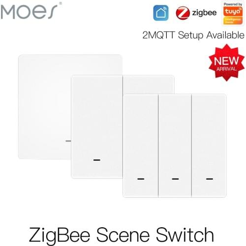 Moes Tuya ZigBee Wireless 9 Scene Switch Push Button Battery Powered Transmitter Smart Life App Automation 1/2/3 Gang
