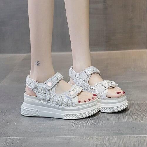 2021 Thick-soled Sandals Womens Small Fragrance Summer Sandals Sponge Cake Casual Sports Roman Shoes Fairy Style
