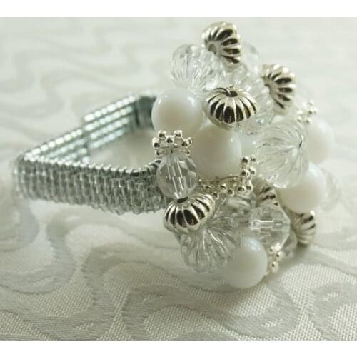 Qn16022504 wholesale napkin rings silver beades, wedding napkin holder