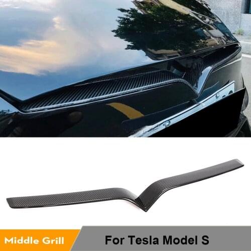 Carbon Fiber Middle Grill for Tesla Model S 2016 2017 2018 2019 Front Bumper Mesh Grille Grill Covers Trims Car Accessories