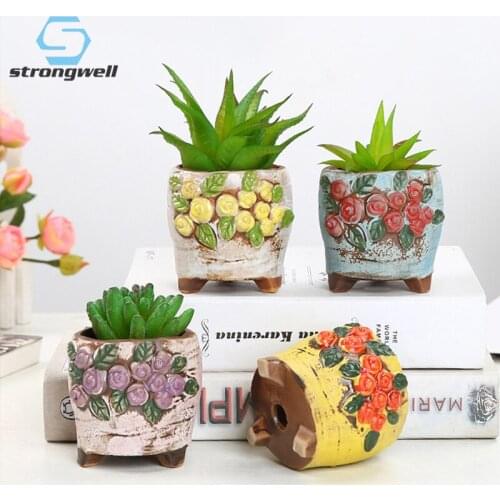 Strongwell Personalized Ceramic Succulent Flower Pot Home Office Decoration Accessories Fairy Garden Pot For Green Plants Gifts