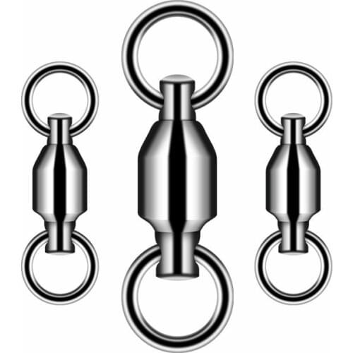 Minfishing 20PCS Super Strong Ball Bearing Fishing Swivel Solid with Double Rings Sea Fishing Hooks Fishing Accessories
