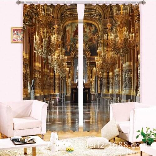 Magnificent palace 3D Beach Photo Printing Blackout Curtains For Living room Baby Girls Kids Bedding room Drapes Cortinas para