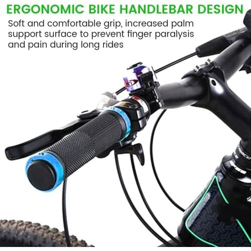 Bike Grips Non Slip Bicycle Handlebar Grips Soft Rubber MTB Cycling Handle Grips W/ Handlebar Plugs Allen Wrench Shock-absorbing