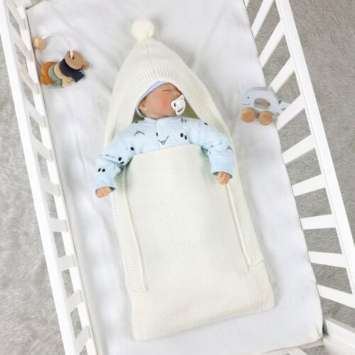 Newborn Baby Knitted Swaddle Blanket Infant Sleeping Bag Receiving Blanket Stroller Wrap For 0-4 Months