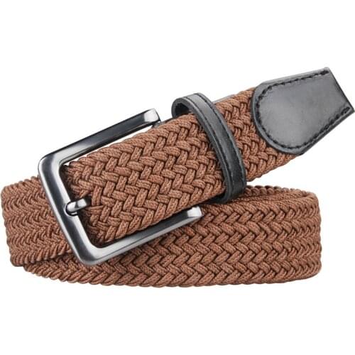 High Quality Men Women Canvas Pin Buckle Belts Casual Elastic Waistband Braided Jeans Belt 100CM