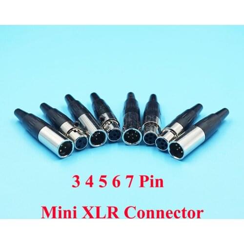 50pcs/lot High Quality Mini XLR 3P 4P 5P 6P 7P Male Female Plug Small XLR Audio Microphone Connectors for MIC Soldering Straight