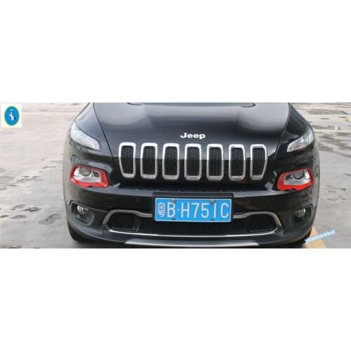 Yimaautotrims Front Head Lights Lamp Frame Cover Trim 2 Pcs Colorful Exterior Fit For Jeep Cherokee 2014 2015 2016 2017 ABS