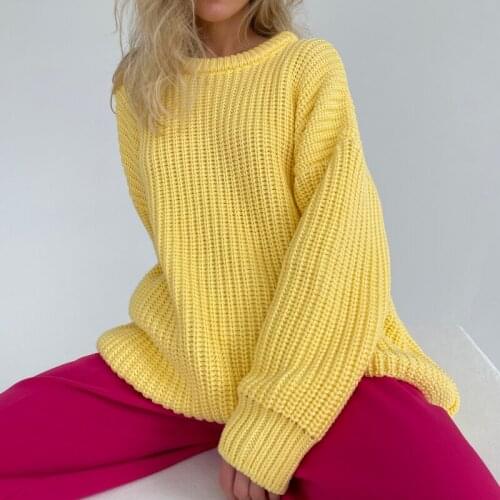 Oversized Sweater Women Casual Loose Pullovers Thickening Autumn Winter Sweater Female Cashmere Solid Knitted Tops