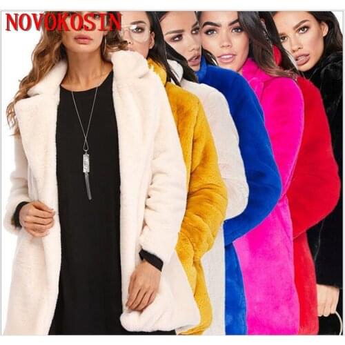 S-4XL Winter Warm Plus Size Open Stitch Slim Black Plush Coat 2018 Women Faux Rabbit Fur Loose Cardigan Ladies Thick Long Coat