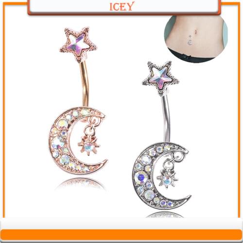 Puncture Ornaments Moon Stars Navel Ring Defence Allergy Navel Buckle Navel Nail