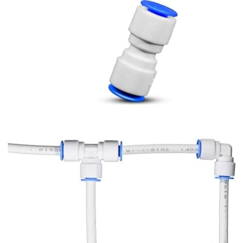 New L/T type Quick water connector 3/8 Inch Slip lock Quick-connect Joint PE water Pipe Connectors Fittings for Water Purifier