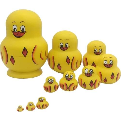 10 Pieces Wooden Babushka Russian Nesting Doll Hand Painted Cartoon Duck