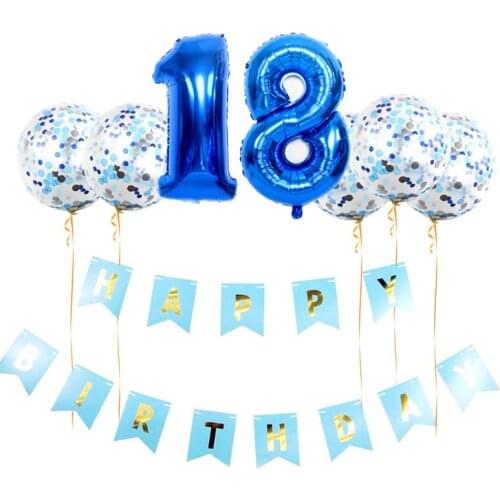 18 Birthday Baloes Rose Gold Number Ballons 18th Birthday Party Decorations Kids Adult Happy Birthday latex ballon anniversaire