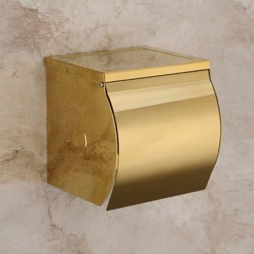 2015 Promotion Toilet Paper Holder Fashion Gold Copper Hardware Accessories Tissue Box Antique Bathroom Closed Reeling-up Stand
